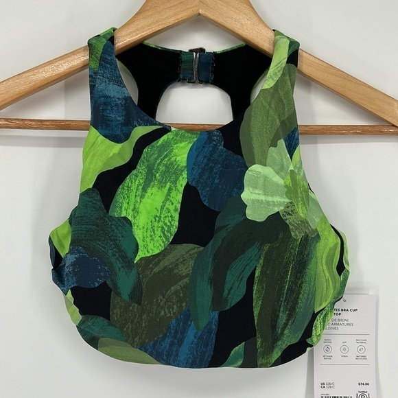 Athleta Maldives Bra Cup Bikini Top in Liana Floral Green 32B / C New with tags! - Picture 4 of 15